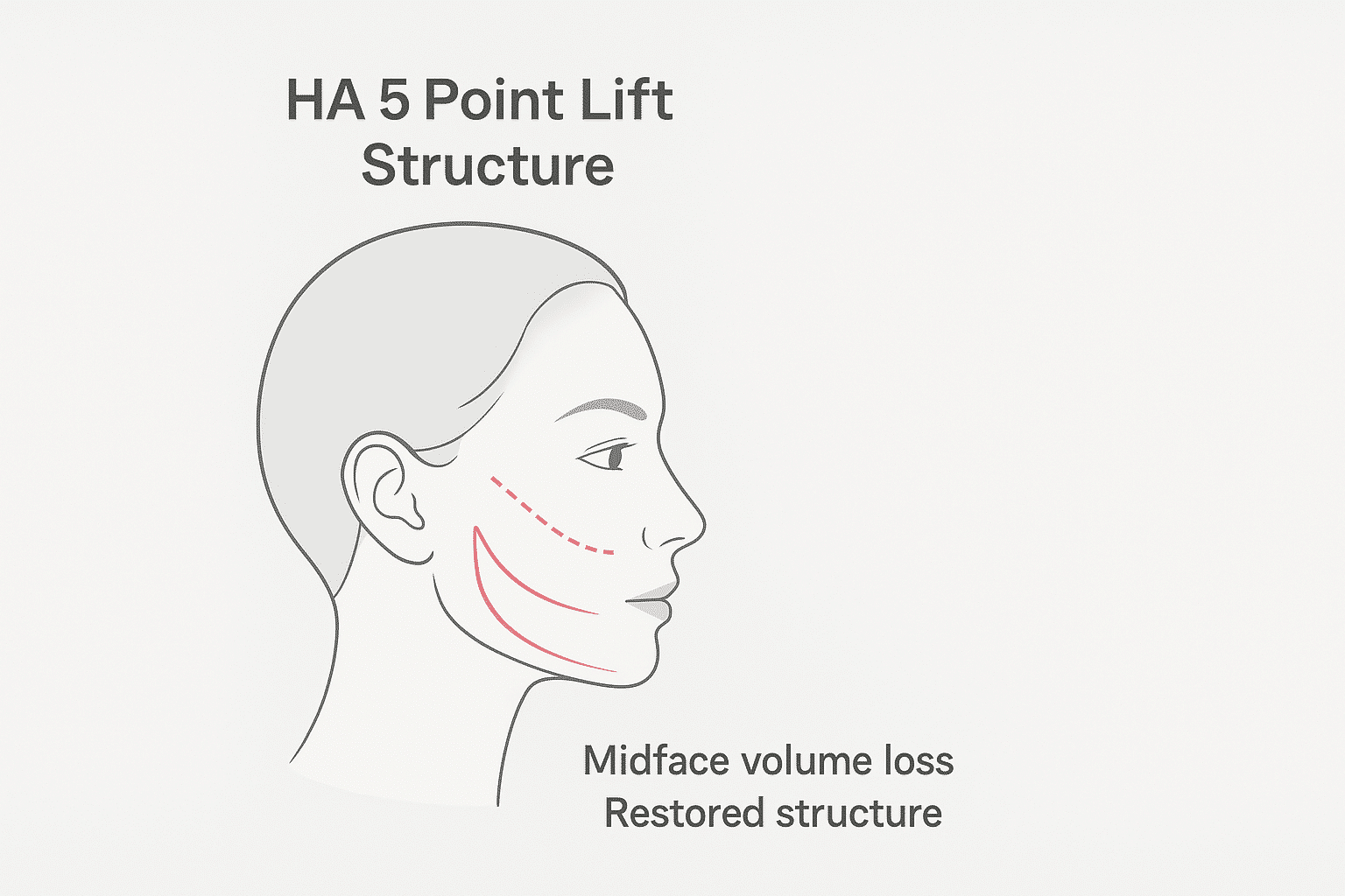 HA 5 Point Lift Structure for Restoring Volume Loss
