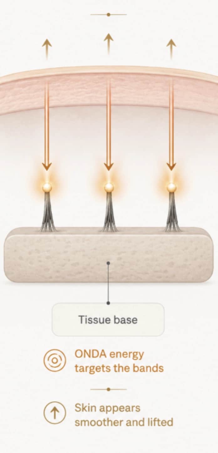 An illustration of How Onda Pro treatment works for Skin Tightening & Cellulite