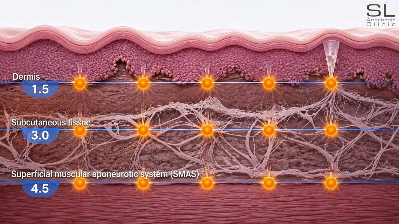 Illustration of How Ultherapy Prime Works on Skin Layer by Layer