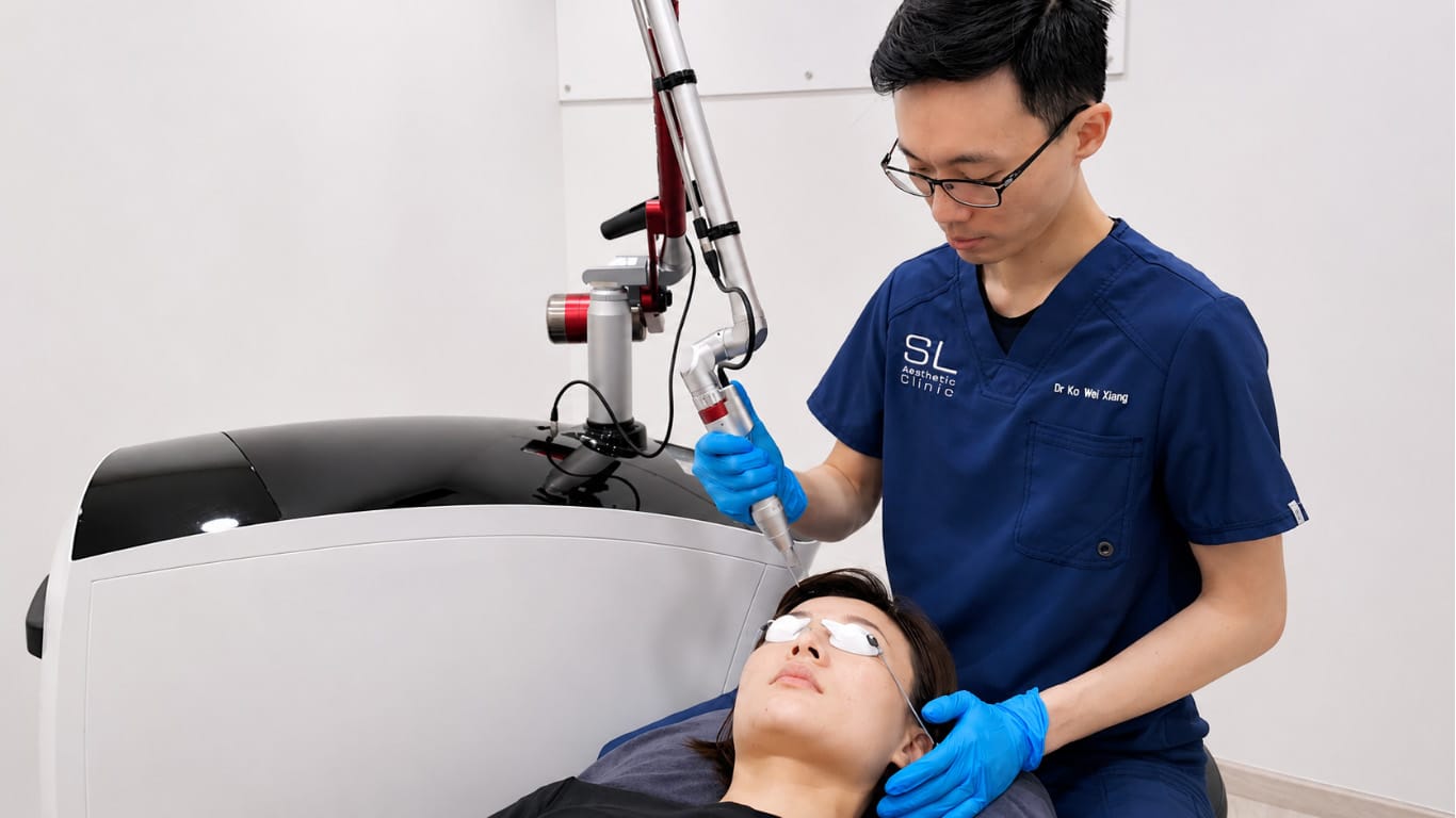SL Aesthetic Clinic doctor performing Pico laser treatment on a patient
