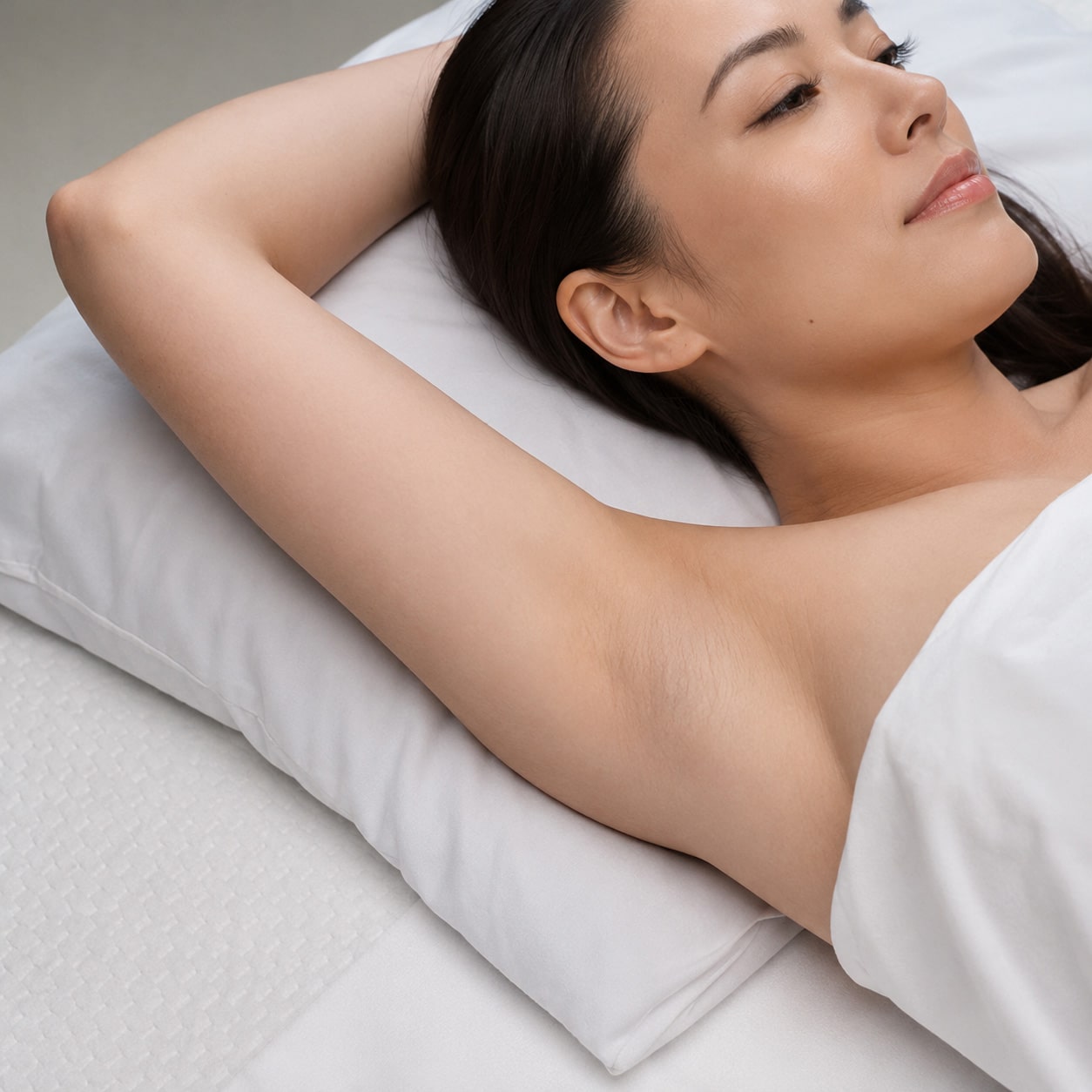 A patient with numb underarm getting ready for miraDry